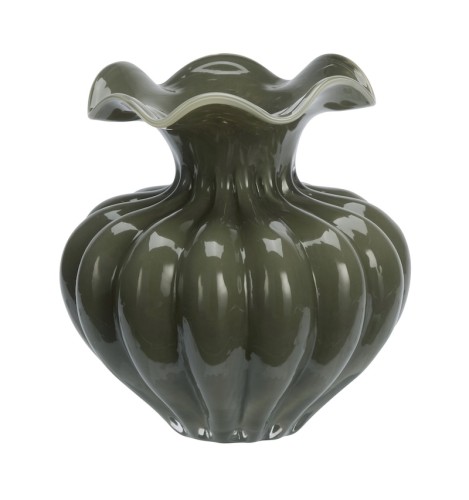 Madam Stoltz Wazon szklany dark green 24 cm