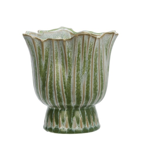 Madam Stoltz Doniczka ceramiczna green 14 cm