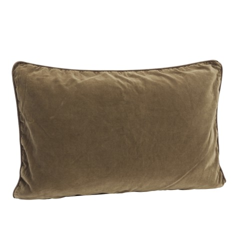Madam Stoltz Poszewka aksamitna dark taupe 40x60 cm